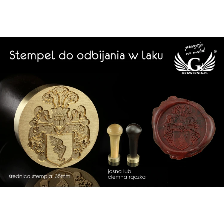 Stempel herbowy do odbijania w laku - CNC - średnica 35mm 