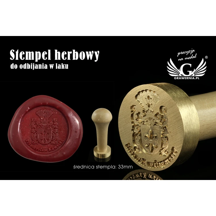 Stempel herbowy do odbijania w laku - CNC - średnica 33mm