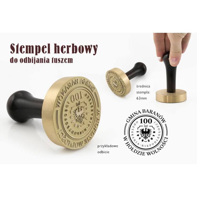 Stempel herbowy do odbijania tuszem - średnica 63mm - FIB070