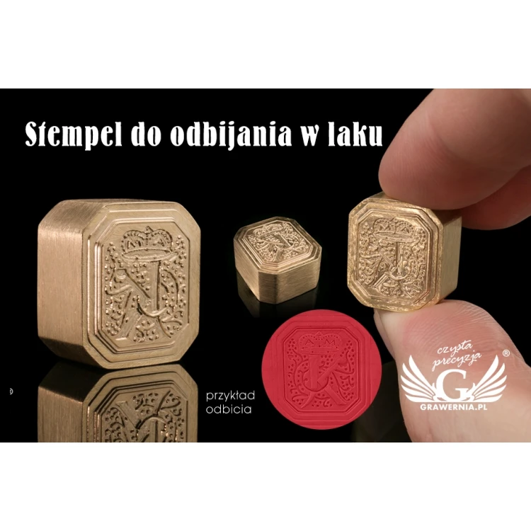 Stempel mosiężny do odbijania w laku - CNC - wym. 16x18mm - CNC076