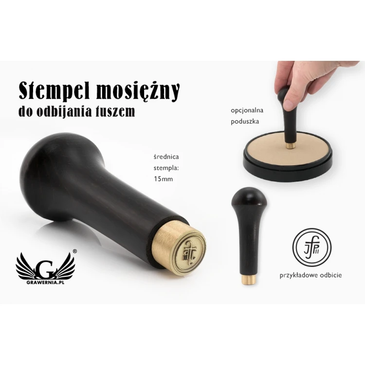 Stempel mosiężny do odbijania tuszem - średnica 15mm - FIB081