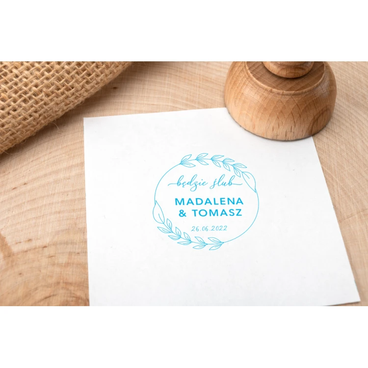 Stempel ślubny do odbijania w tuszu - Będzie Ślub - średnica gryfu 40mm - STS035