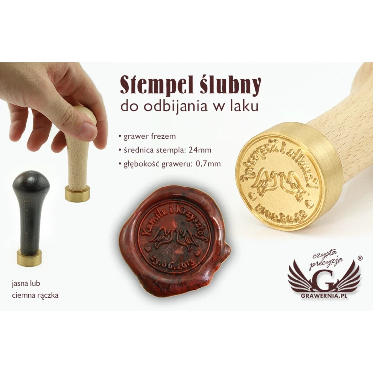 Stempel ślubny do odbijania w laku - CNC - średnica 24mm