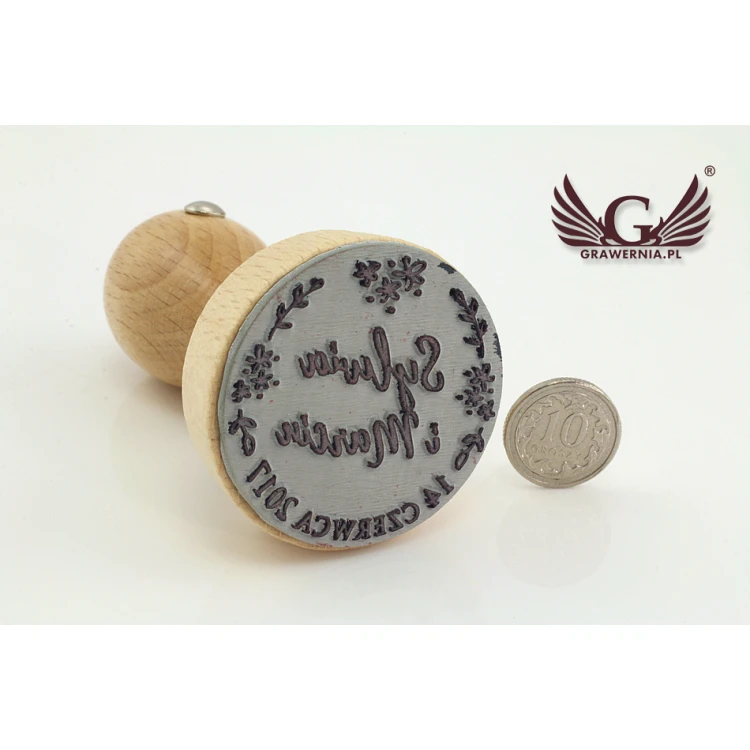 Stempel ślubny do odbijania w tuszu - średnica odbicia 38mm 