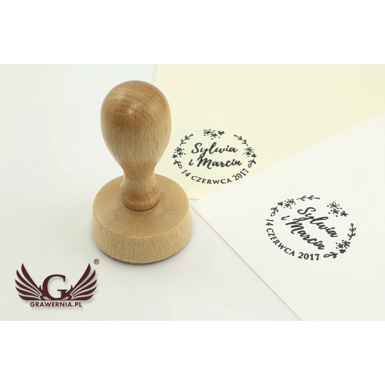 Stempel ślubny do odbijania w tuszu - średnica odbicia 38mm 