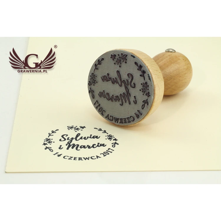 Stempel ślubny do odbijania w tuszu - średnica odbicia 38mm 