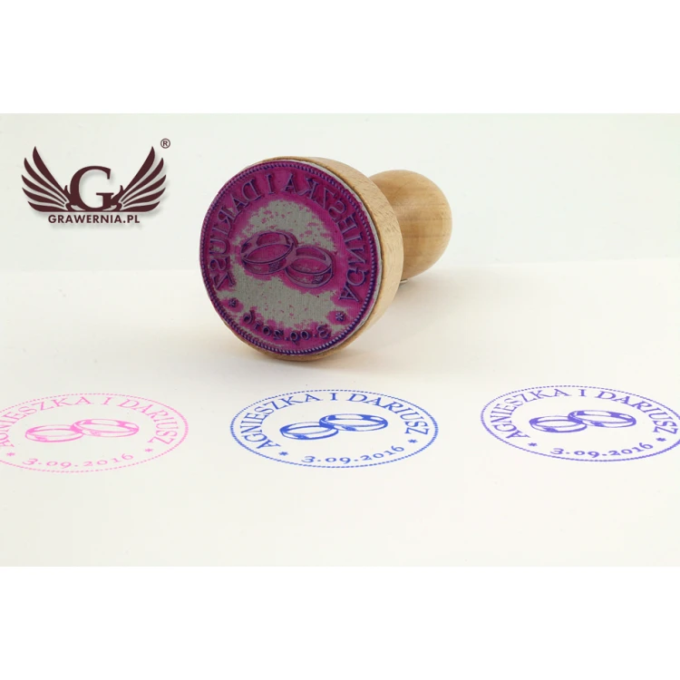 Stempel ślubny do odbijania w tuszu - średnica odbicia 38mm 