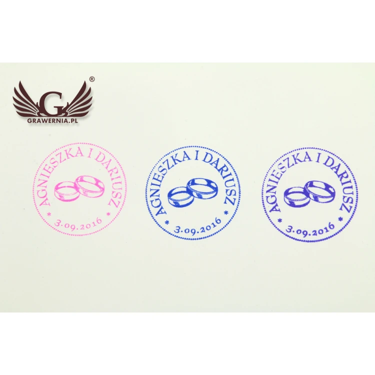 Stempel ślubny do odbijania w tuszu - średnica odbicia 38mm 