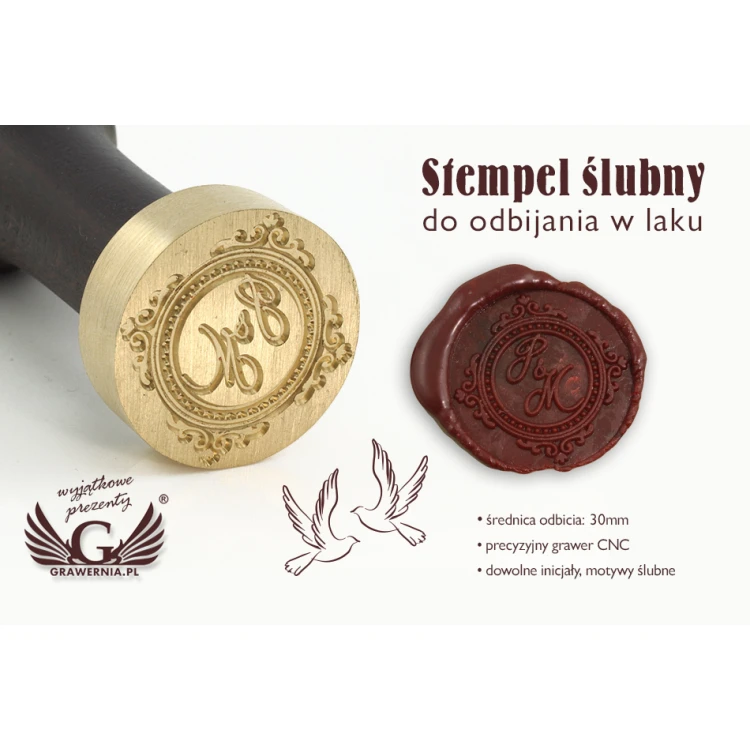 Stempel ślubny do odbijania w laku - CNC - średnica 30mm 