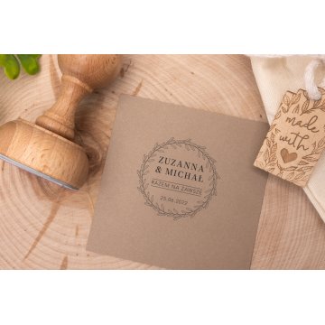 Stempel ślubny wianek do odbijania w tuszu - średnica gryfu 50mm - STS008