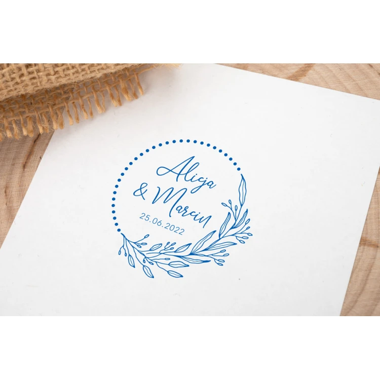 Stempel ślubny wianek do odbijania w tuszu - średnica gryfu 50mm - STS009