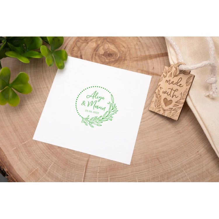 Stempel ślubny wianek do odbijania w tuszu - średnica gryfu 50mm - STS009