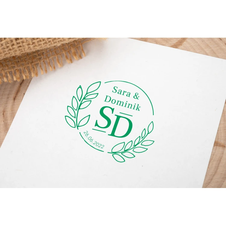 Stempel ślubny wianek do odbijania w tuszu - średnica gryfu 50mm - STS014