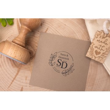 Stempel ślubny wianek do odbijania w tuszu - średnica gryfu 50mm - STS014