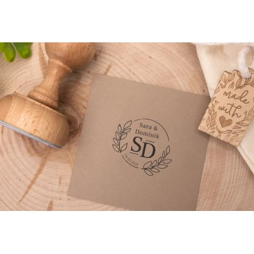 Stempel ślubny wianek do odbijania w tuszu - średnica gryfu 50mm - STS014