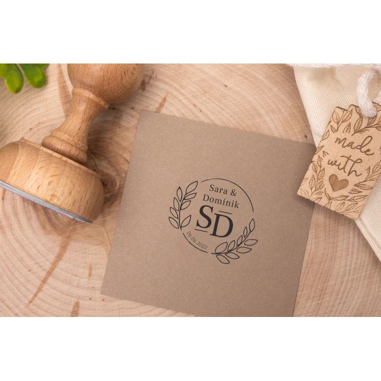 Stempel ślubny wianek do odbijania w tuszu - średnica gryfu 50mm - STS014