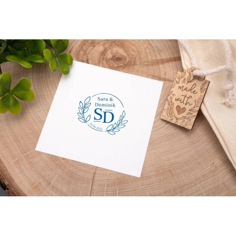 Stempel ślubny wianek do odbijania w tuszu - średnica gryfu 50mm - STS014