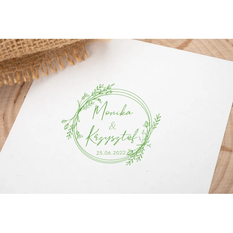 Stempel ślubny wianek do odbijania w tuszu - średnica gryfu 50mm - STS016