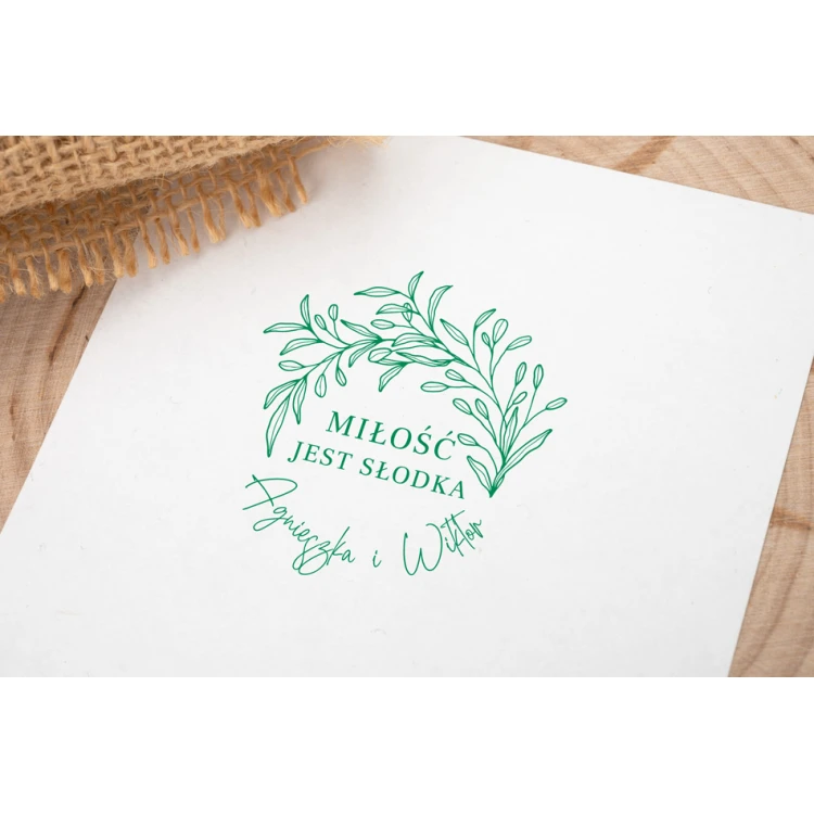 Stempel ślubny wianek do odbijania w tuszu - średnica gryfu 50mm - STS018