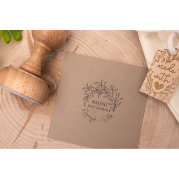 Stempel ślubny wianek do odbijania w tuszu - średnica gryfu 50mm - STS018