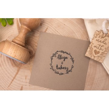 Stempel ślubny wianek do odbijania w tuszu - średnica gryfu 50mm - STS021
