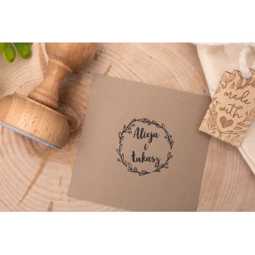 Stempel ślubny wianek do odbijania w tuszu - średnica gryfu 50mm - STS021