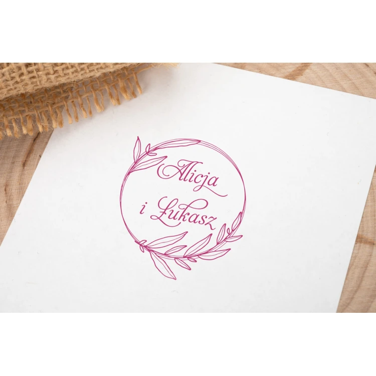 Stempel ślubny wianek do odbijania w tuszu - średnica gryfu 50mm - STS022