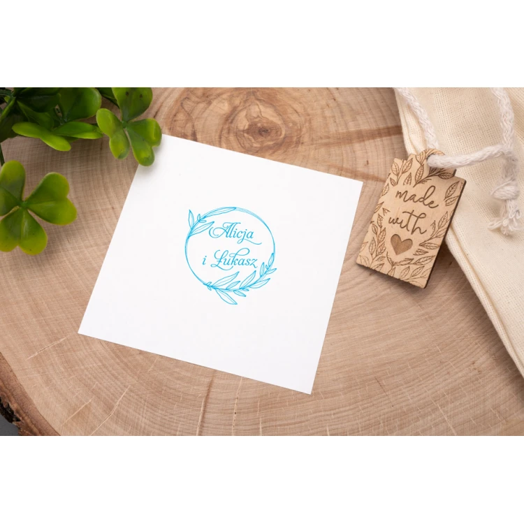 Stempel ślubny wianek do odbijania w tuszu - średnica gryfu 50mm - STS022