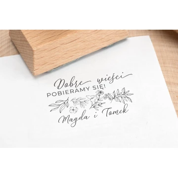 Stempel ślubny do odbijania w tuszu - Pobieramy się - wymiary gryfu 50x30mm - STS042