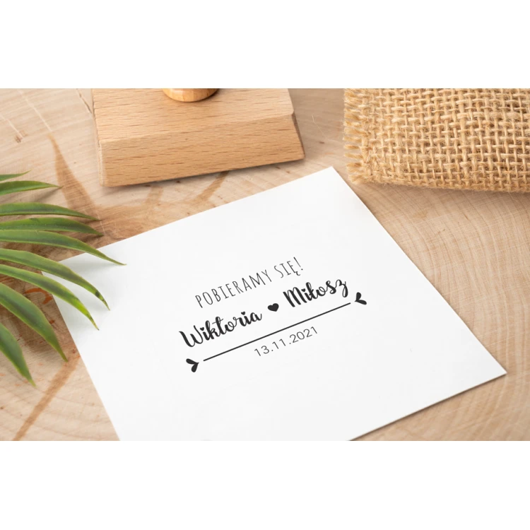 Stempel ślubny do odbijania w tuszu - Pobieramy się - wymiary gryfu 60x30mm - STS043