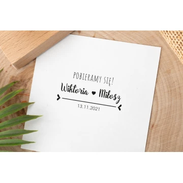 Stempel ślubny do odbijania w tuszu - Pobieramy się - wymiary gryfu 60x30mm - STS043