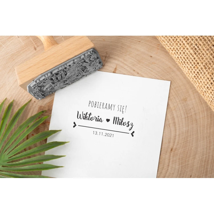 Stempel ślubny do odbijania w tuszu - Pobieramy się - wymiary gryfu 60x30mm - STS043