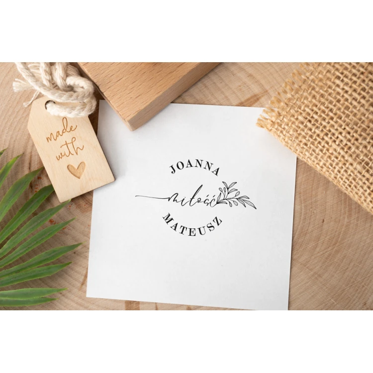 Stempel ślubny do odbijania w tuszu - wymiary gryfu 60x40mm - STS045