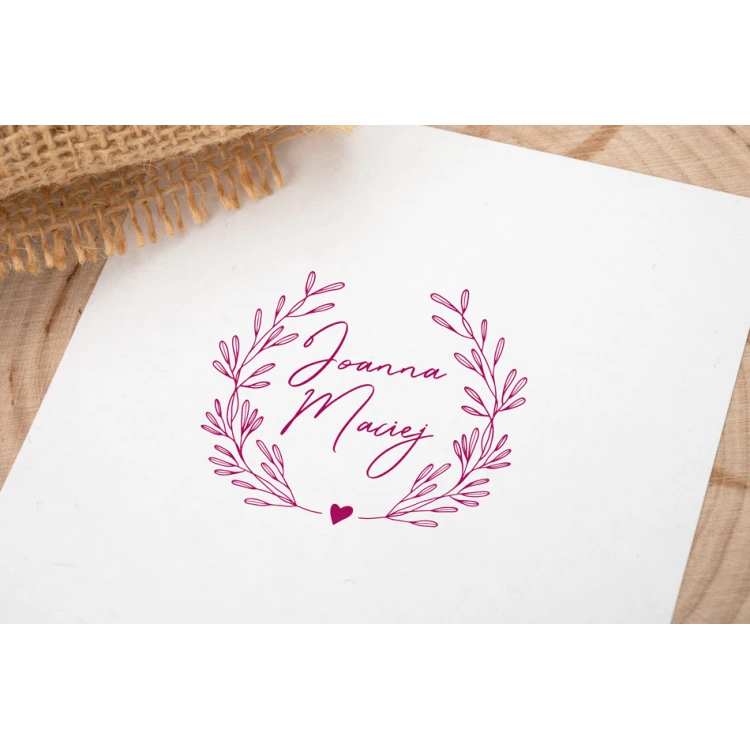 Stempel ślubny wianek do odbijania w tuszu - średnica gryfu 50mm - STS019