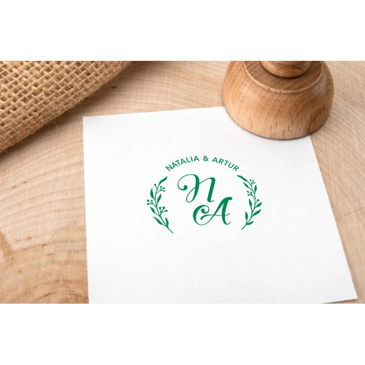 Stempel ślubny wianek do odbijania w tuszu - średnica gryfu 40mm - STS029
