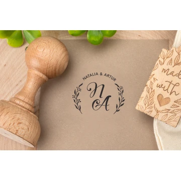 Stempel ślubny wianek do odbijania w tuszu - średnica gryfu 40mm - STS029
