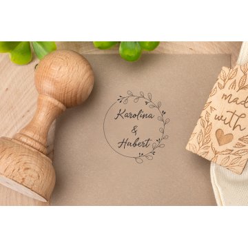 Stempel ślubny wianek do odbijania w tuszu - średnica gryfu 40mm - STS033