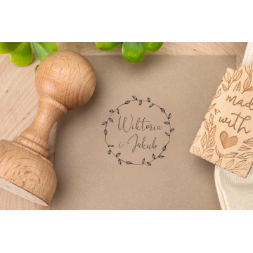 Stempel ślubny wianek do odbijania w tuszu - średnica gryfu 40mm - STS037