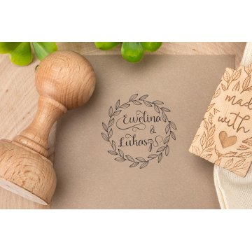 Stempel ślubny wianek do odbijania w tuszu - średnica gryfu 40mm - STS038
