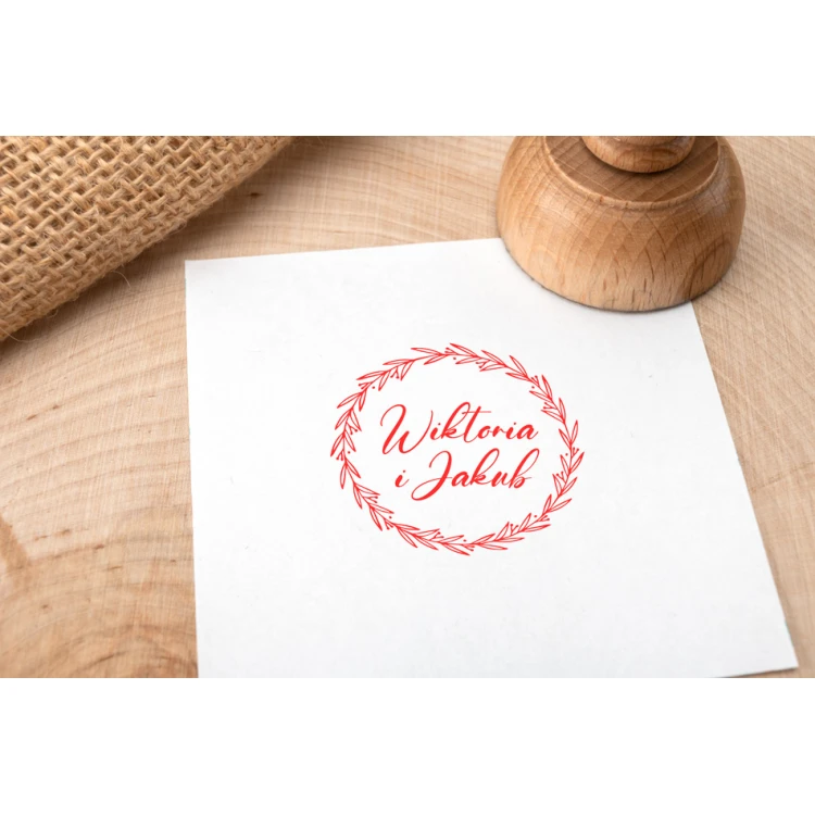 Stempel ślubny wianek do odbijania w tuszu - średnica gryfu 40mm - STS039