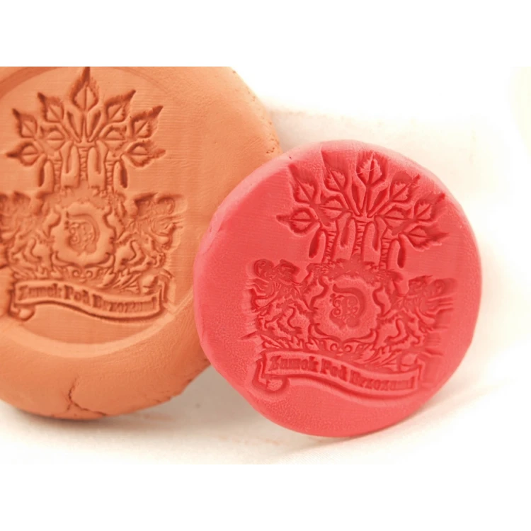 Stempel z akrylu 40mm głębokość graweru około 1mm - uchwyt drewniany