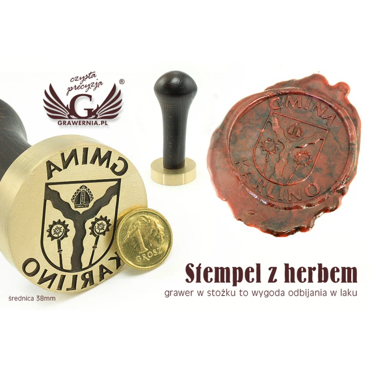 Stempel z herbem do laku - średnica: 38mm - CNC