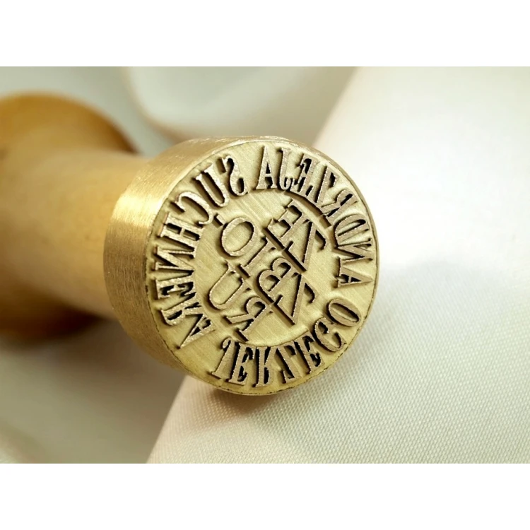Stempel z mosiądzu do odbijania tuszem - średnica 22mm, głębokość graweru około 0,4mm