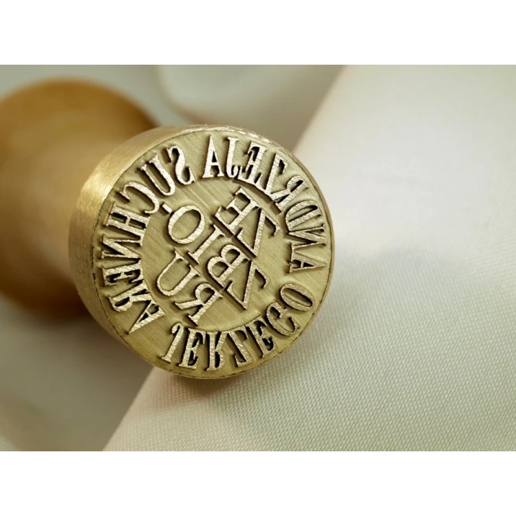 Stempel z mosiądzu do odbijania tuszem - średnica 22mm, głębokość graweru około 0,4mm