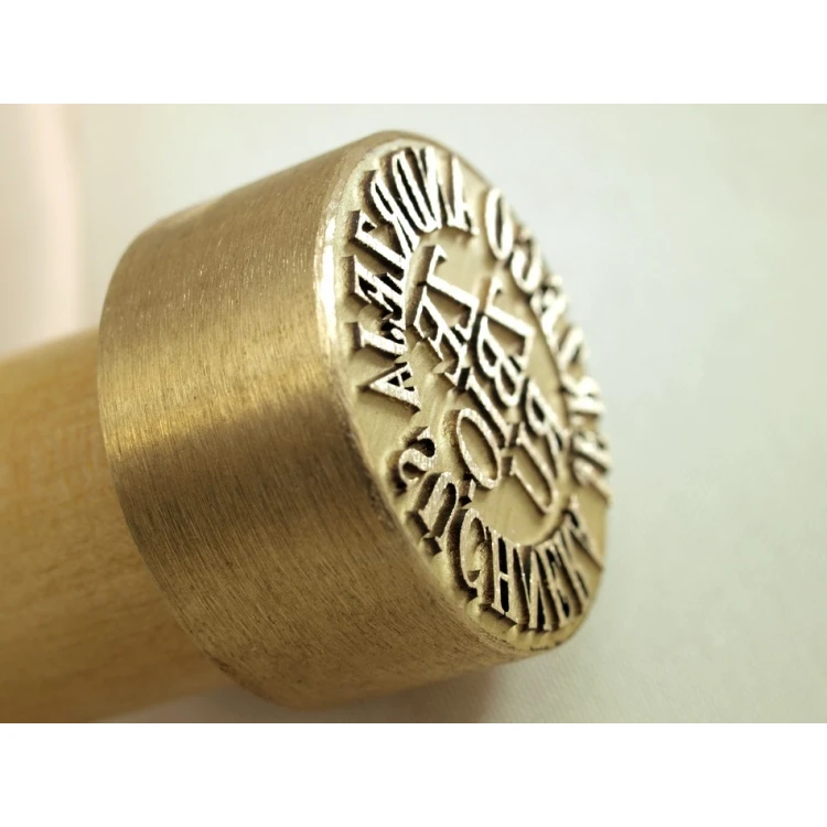 Stempel z mosiądzu do odbijania tuszem - średnica 22mm, głębokość graweru około 0,4mm