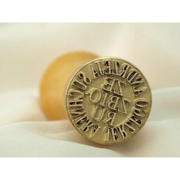 Stempel z mosiądzu do odbijania tuszem - średnica 22mm, głębokość graweru około 0,4mm