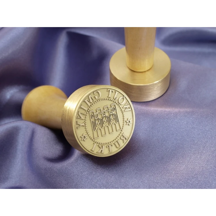 Stempel z mosiądzu 38mm głębokość graweru około 0,7mm