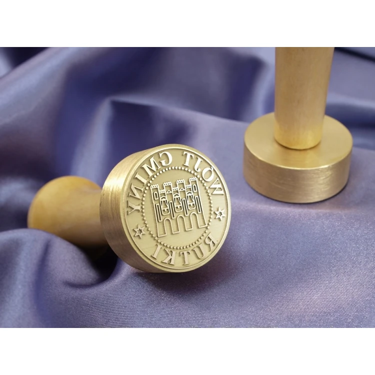 Stempel z mosiądzu 38mm głębokość graweru około 0,7mm