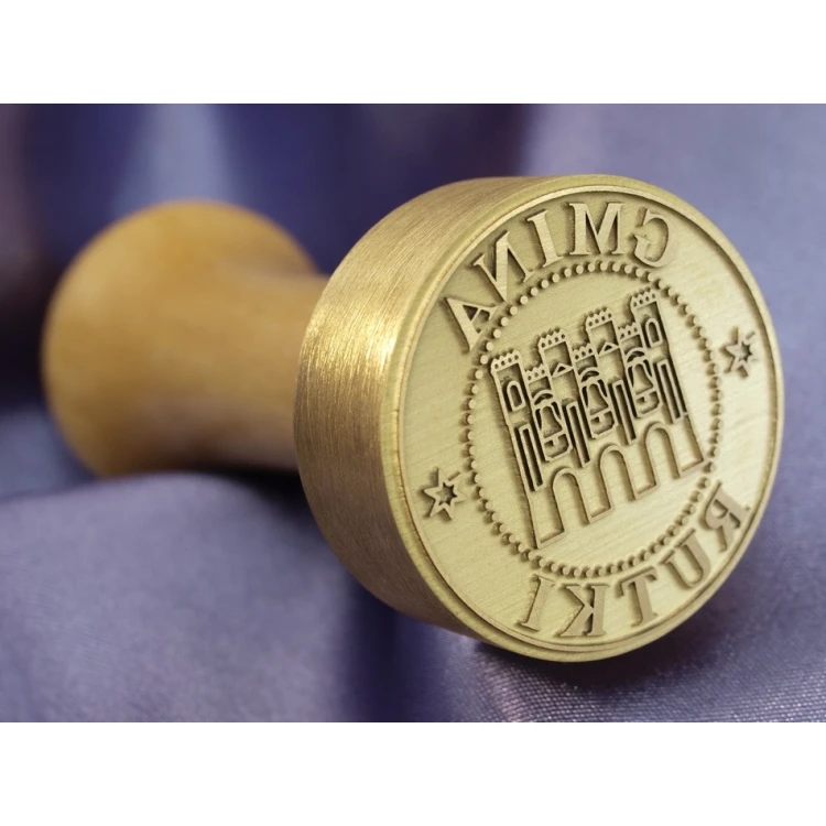 Stempel z mosiądzu 38mm głębokość graweru około 0,7mm
