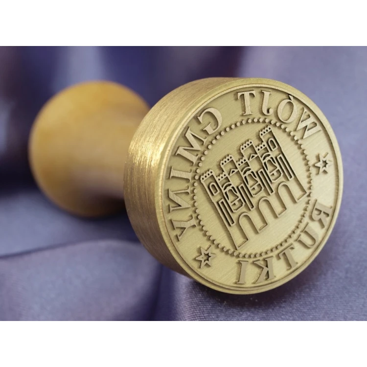 Stempel z mosiądzu 38mm głębokość graweru około 0,7mm
